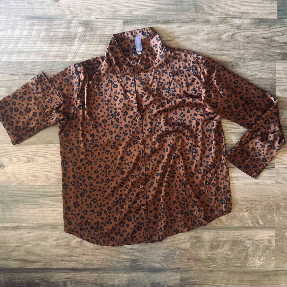 Leopard Print Button-Up Shirt